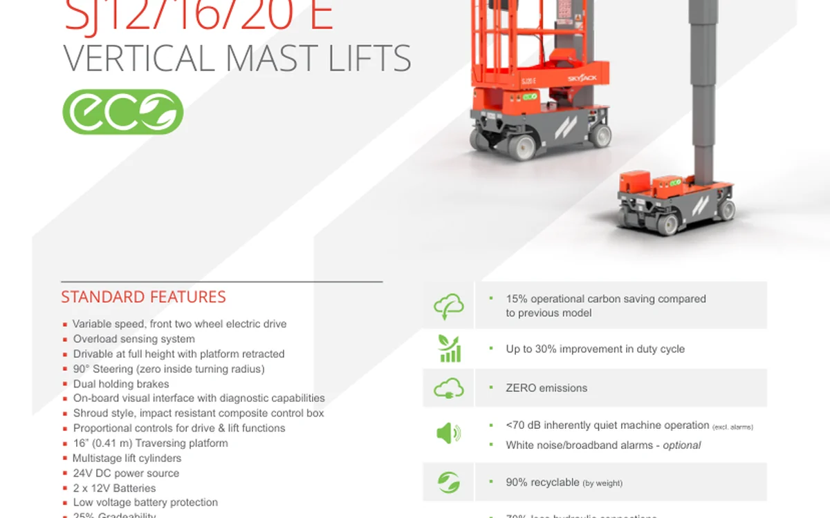 Skyjack SJ12 E from the supplied specification document