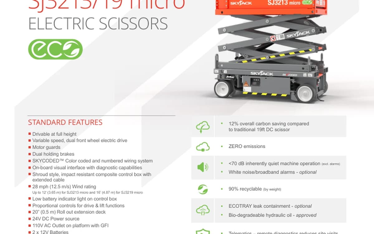 Skyjack SJ3219 micro from the supplied specification document